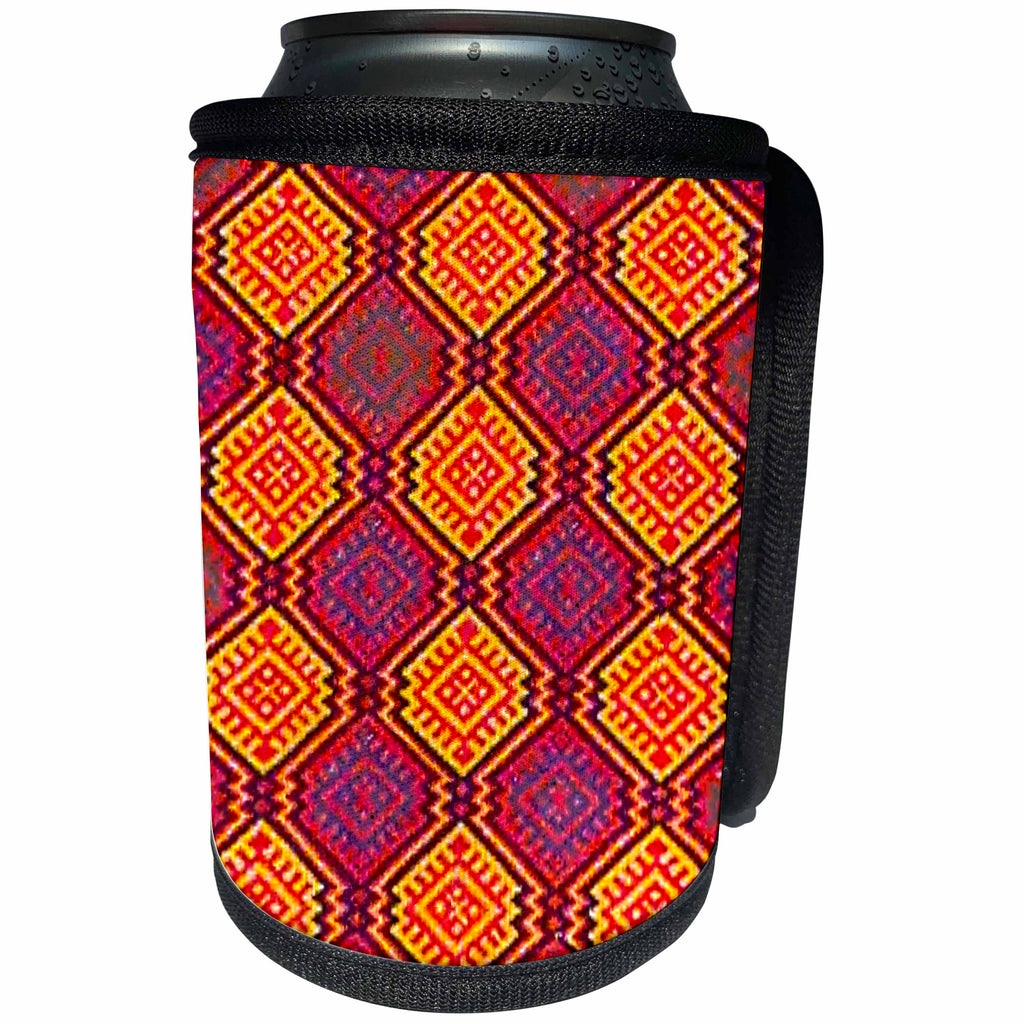 3dRose African Tribal Pattern Red Purple Yellow Geometric... - Can Cooler Bottle Wrap (cc-371812)
