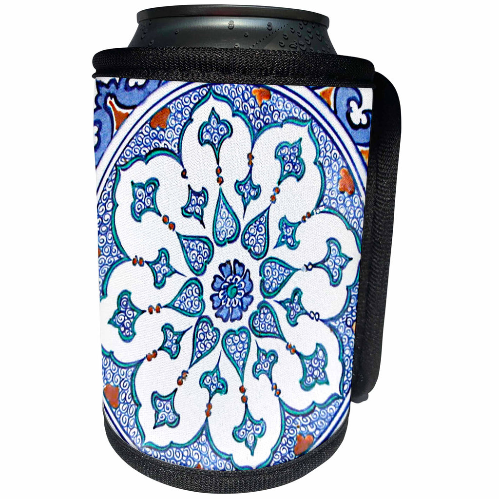 3dRose Turkish Blue and White Arabian Floral Middle Eastern... - Can Cooler Bottle Wrap (cc-371819)