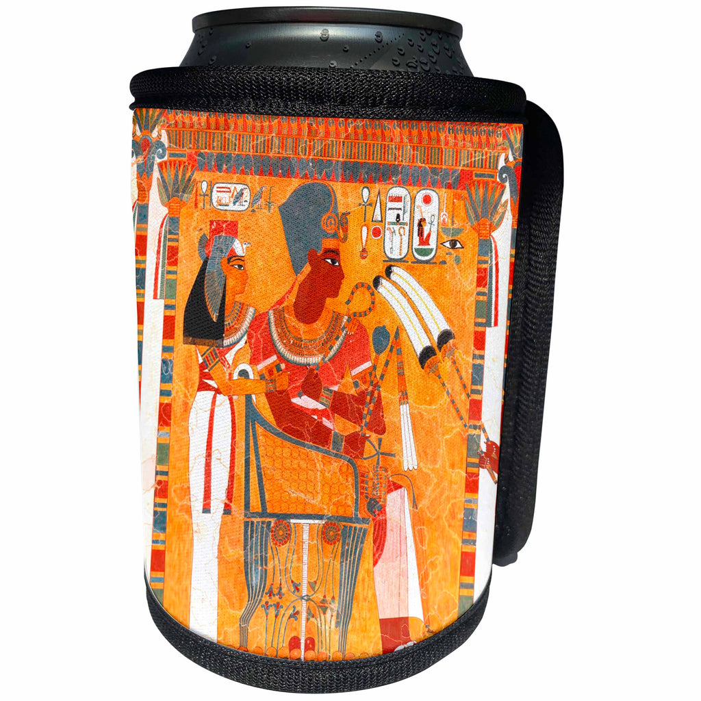 3dRose Ancient Egypt Art Egyptian King Pharaoh Amenhotep... - Can Cooler Bottle Wrap (cc-371820)