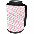 3dRose Cute Red Cursive Heart Diagonal Stripes Pattern - Can Cooler Bottle Wrap (cc-372080)