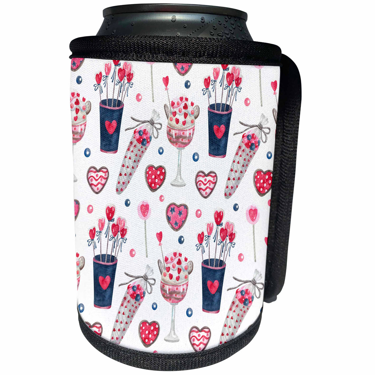 3dRose Cute Valentines Sweets Pattern - Can Cooler Bottle Wrap (cc-372097)