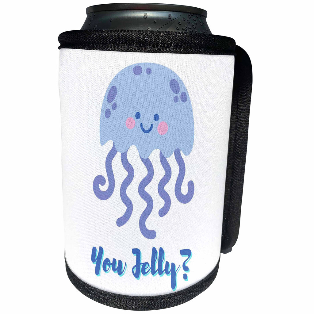 3dRose Cute Image of a Jelly fish with a Text - Can Cooler Bottle Wrap (cc-372190)