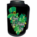 3dRose Happy St Patricks Day Four Leaf Clover Heart Irish Top. - Can Cooler Bottle Wrap (cc-374617)