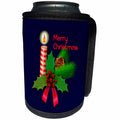 3dRose Merry Christmas. Burning candle, holly leaves, berries,... - Can Cooler Bottle Wrap (cc-374650)