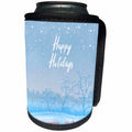 3dRose Happy holidays. Snowfall in the beautiful forest - Can Cooler Bottle Wrap (cc-374654)