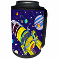 3dRose Decorative space exploration art. Spaceships, stars,... - Can Cooler Bottle Wrap (cc-374661)