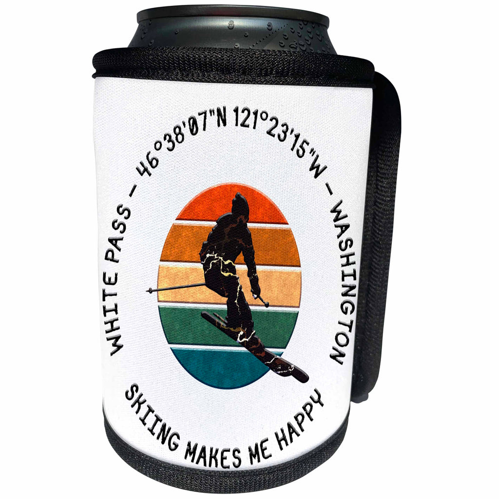 3dRose White Pass, Washington. Man skier on white. Alpine... - Can Cooler Bottle Wrap (cc-374673)