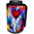 3dRose Valentines Day. Happy Valentines Day. Red heart - Can Cooler Bottle Wrap (cc-374926)