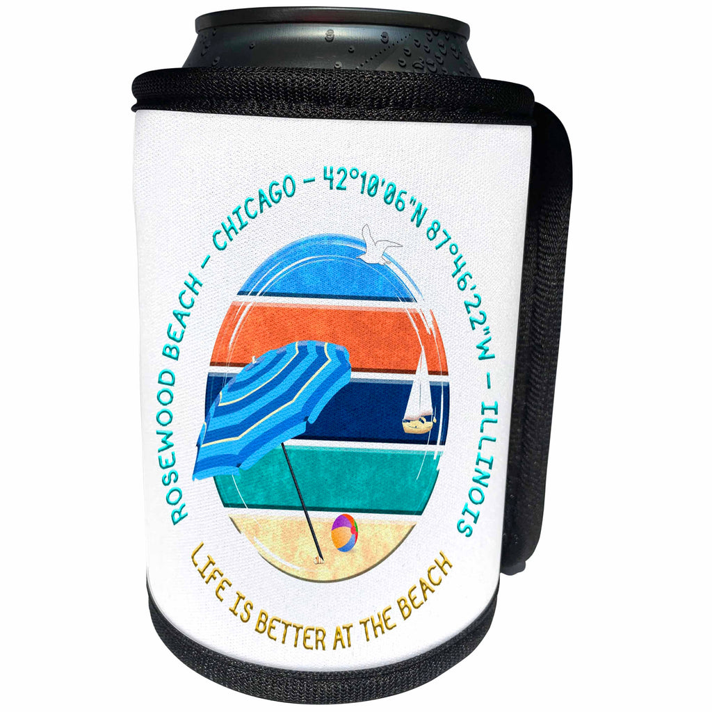 3dRose American beaches - Rosewood Beach, Chicago, Illinois... - Can Cooler Bottle Wrap (cc-375289)