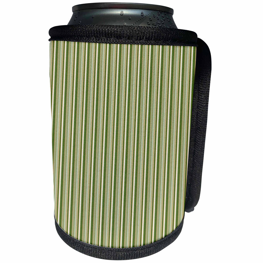 3dRose Cute Green and Yellow Stripes - Can Cooler Bottle Wrap (cc-375308)