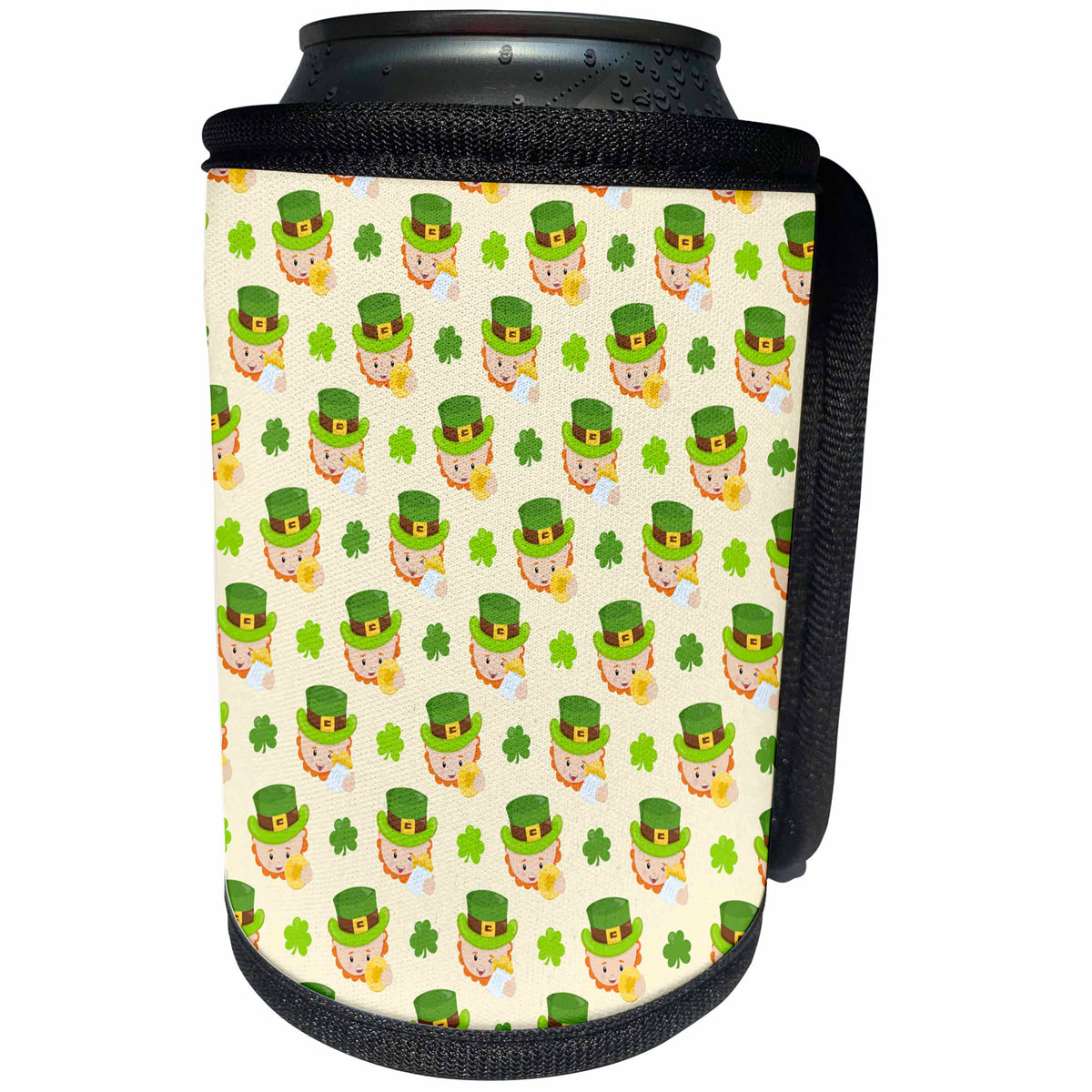 3dRose Cute St Patricks Day Leprechaun Faces Pattern - Can Cooler Bottle Wrap (cc-375326)