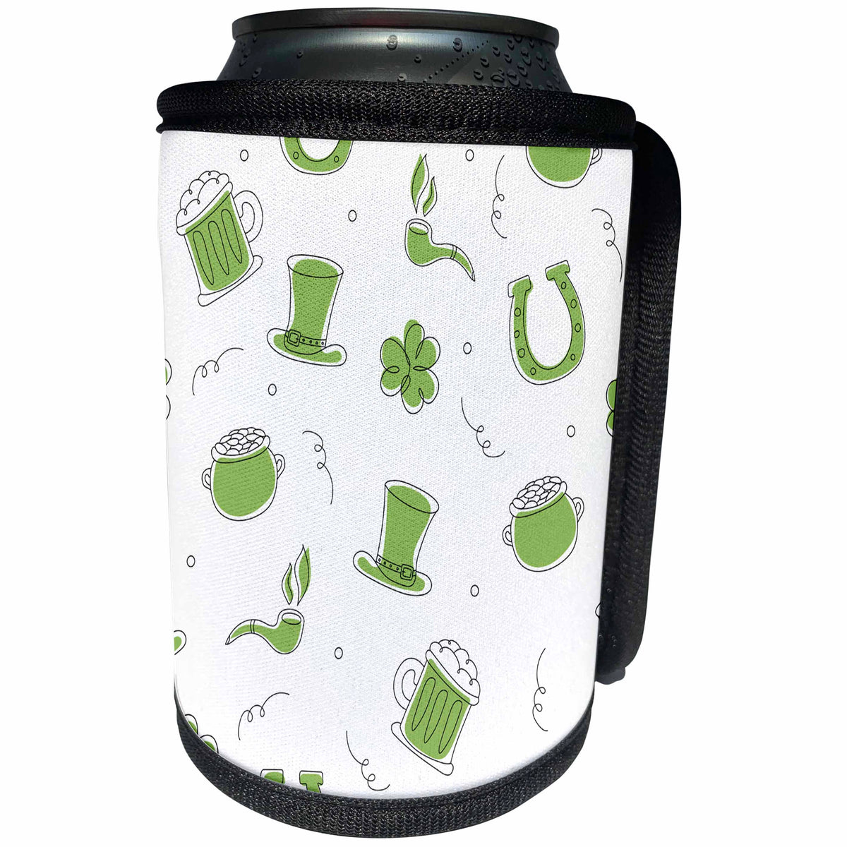3dRose Cute St Patrick Day Doodle Pattern - Can Cooler Bottle Wrap (cc-375361)