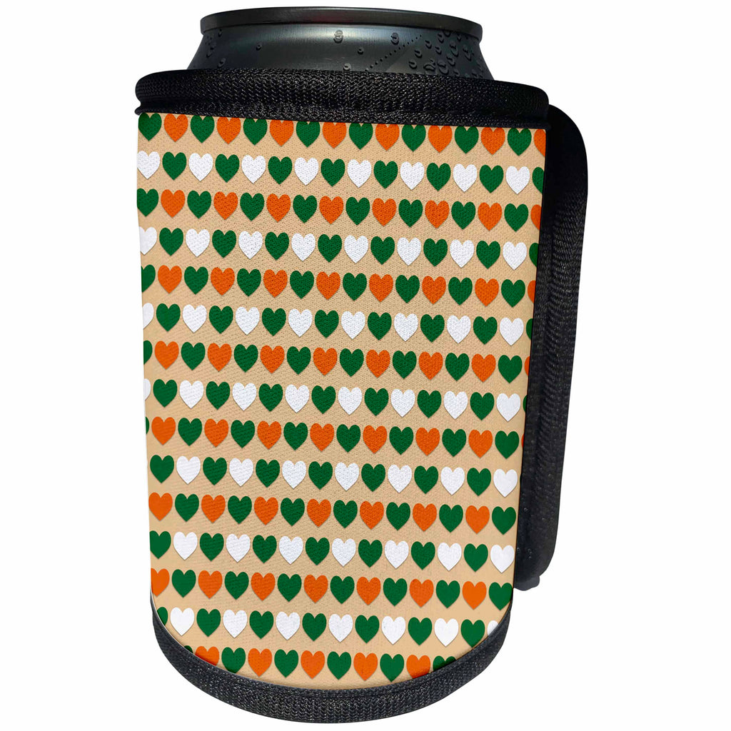 3dRose Cute Irish Flag Colored Hearts Pattern - Can Cooler Bottle Wrap (cc-375372)