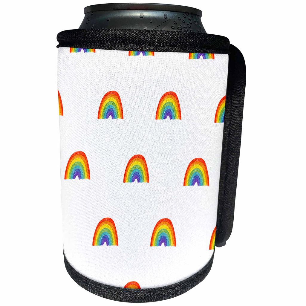 3dRose Simple Image Of Watercolor Rainbow Pattern - Can Cooler Bottle Wrap (cc-375376)