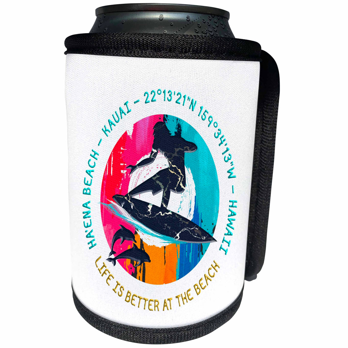 3dRose American beaches - Haena Beach, Kauai, Hawaii summer... - Can Cooler Bottle Wrap (cc-375409)