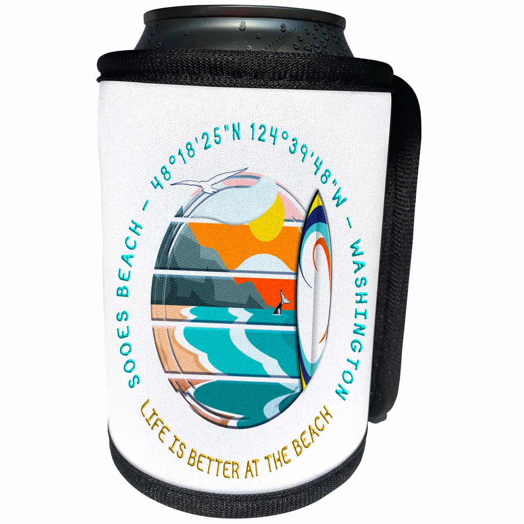 3dRose American beaches - Sooes Beach, Clallam County,... - Can Cooler Bottle Wrap (cc-375595)