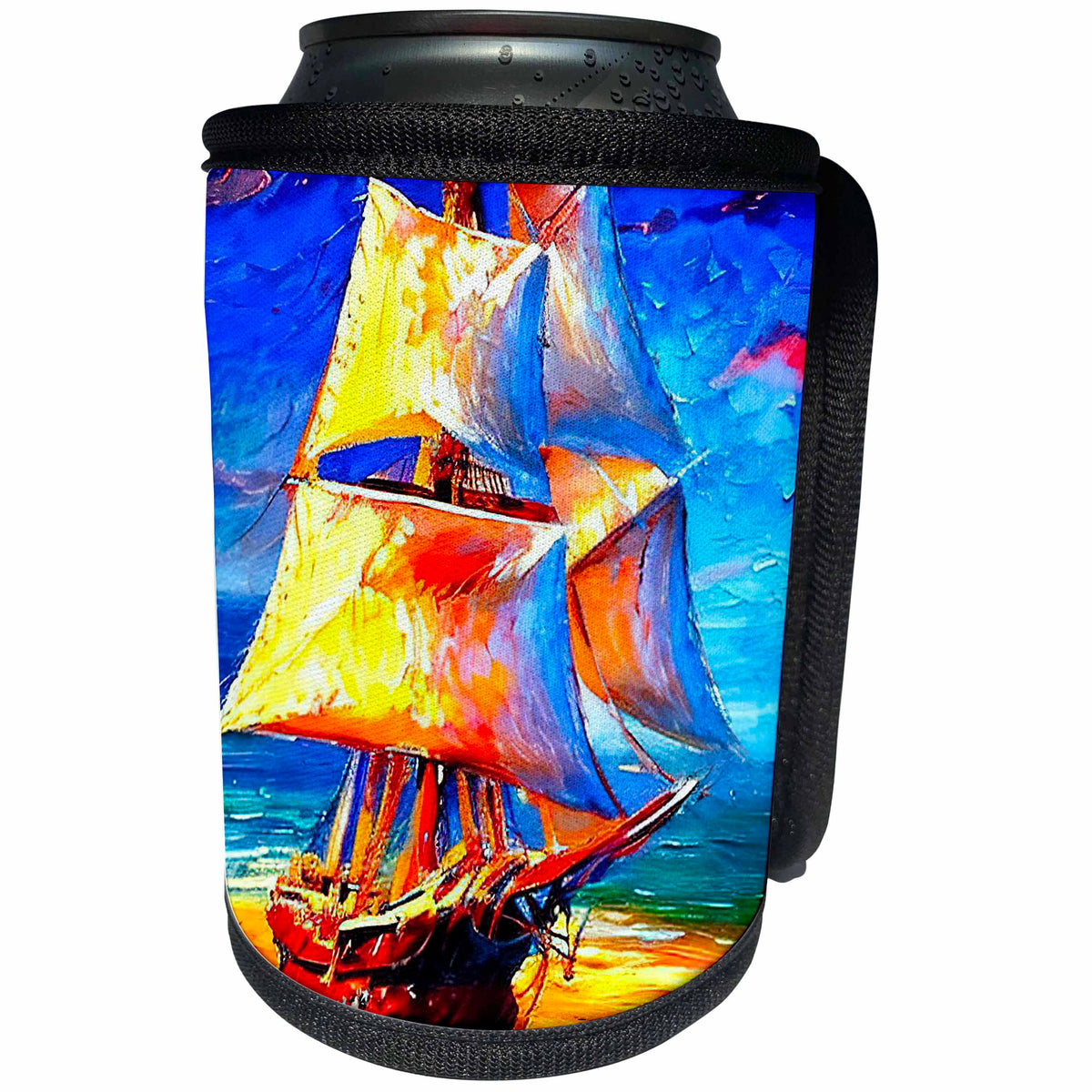 3dRose Tall ship digital art. Beautiful elegant ship in full... - Can Cooler Bottle Wrap (cc-375672)