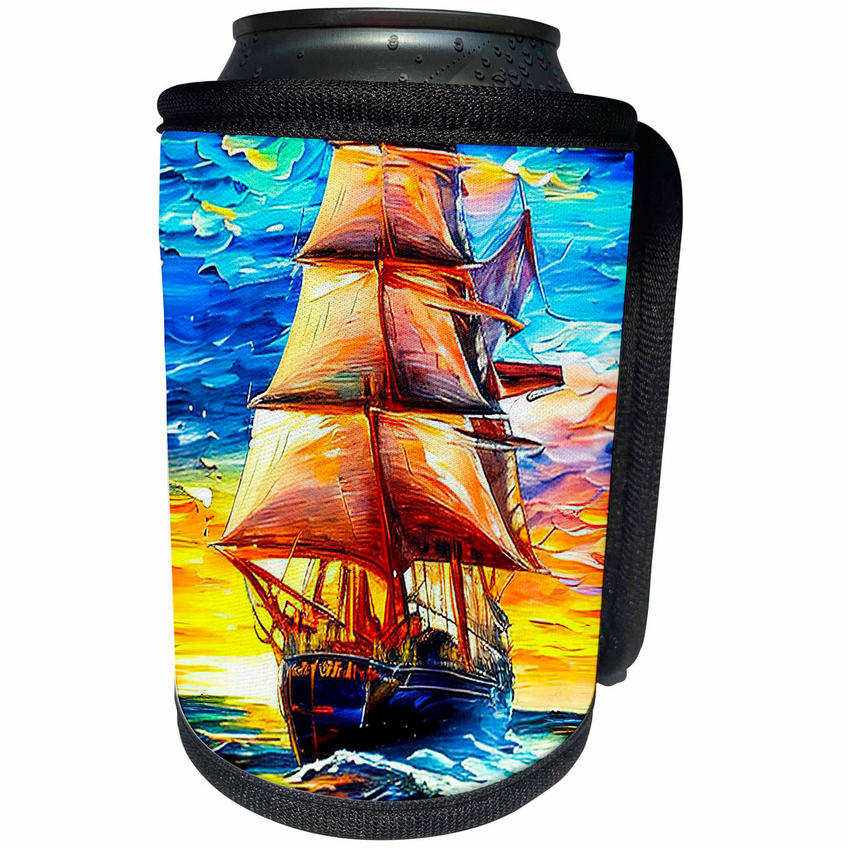 3dRose Tall ship digital art. Sailing far corners of the... - Can Cooler Bottle Wrap (cc-375675)