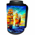3dRose Tall ship digital art. Two fantasy ships at see at... - Can Cooler Bottle Wrap (cc-375676)