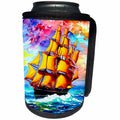 3dRose Tall ship digital art. Fantastic ship with yellow... - Can Cooler Bottle Wrap (cc-375685)