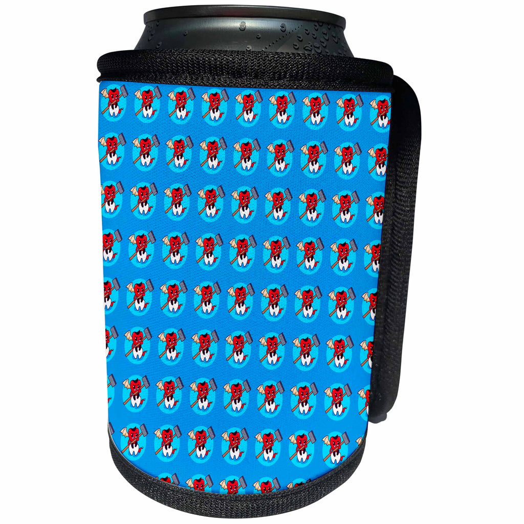3dRose A Devilish Toothache Cute Little Demon Pattern - Can Cooler Bottle Wrap (cc-375728)