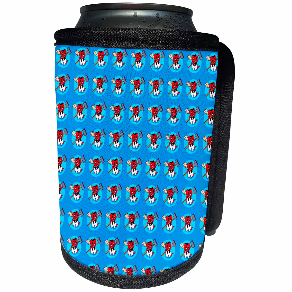 3dRose A Devilish Toothache Cute Little Demon Pattern - Can Cooler Bottle Wrap (cc-375728)