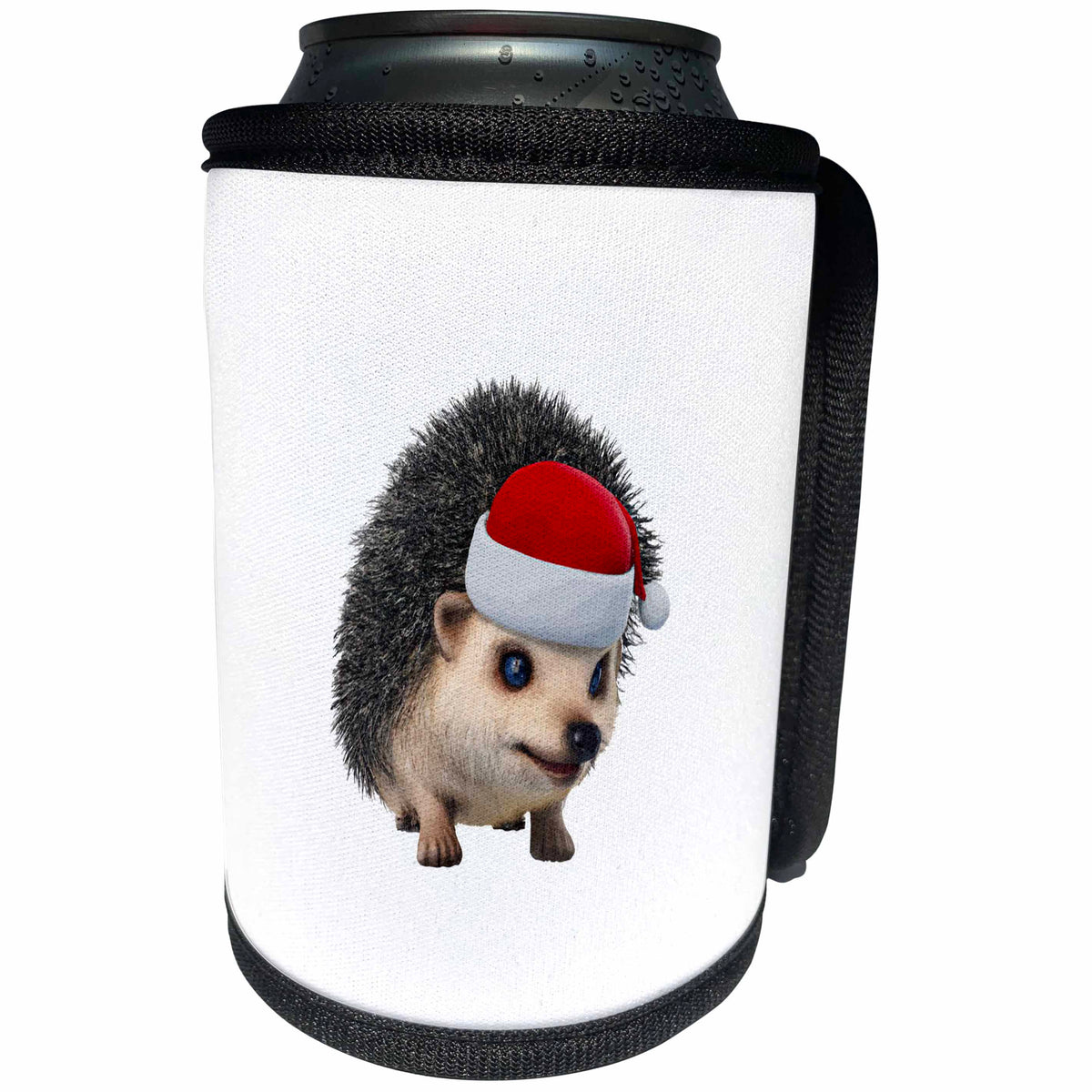 3dRose Cute Christmas Hedgehog Wearing Santa Costume - Can Cooler Bottle Wrap (cc-375738)