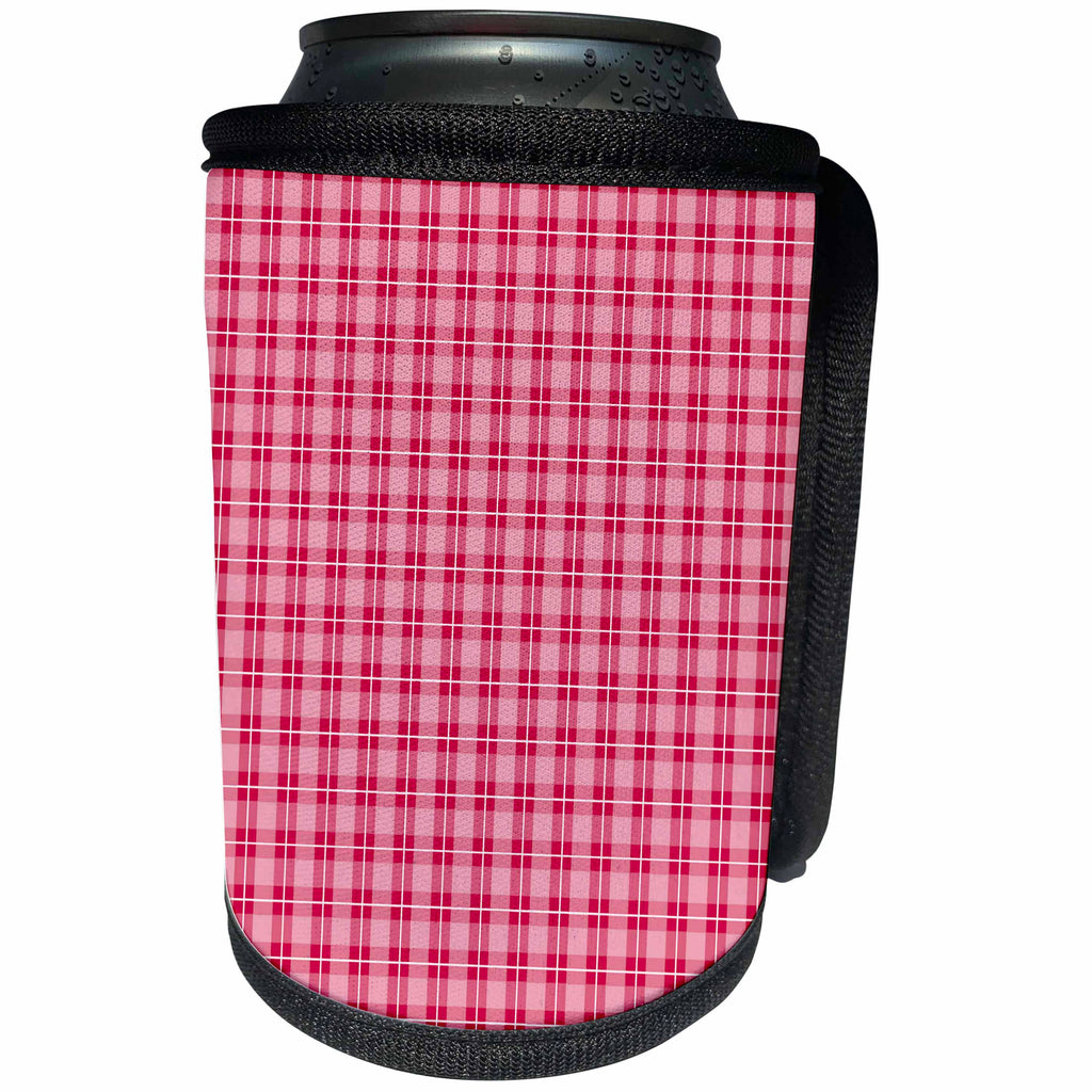 3dRose Viva Magenta Plaid Pattern - Can Cooler Bottle Wrap (cc-375752)