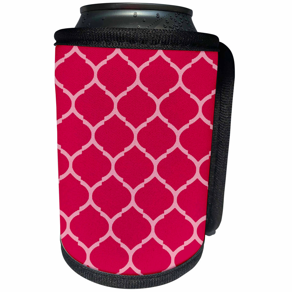 3dRose Viva Magenta Quatrefoil Pattern - Can Cooler Bottle Wrap (cc-375754)