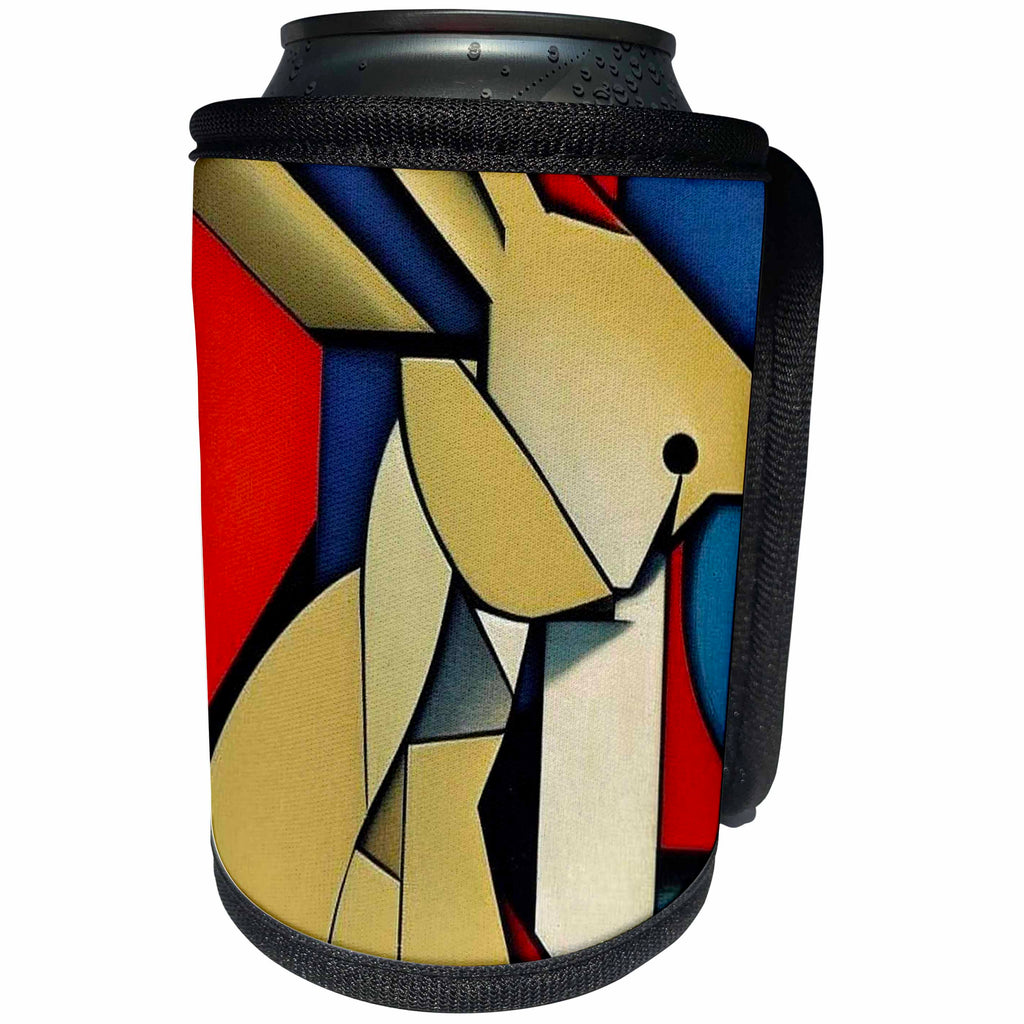 3dRose Rabbit In A Geometric Abstract Art Style - Can Cooler Bottle Wrap (cc-375760)
