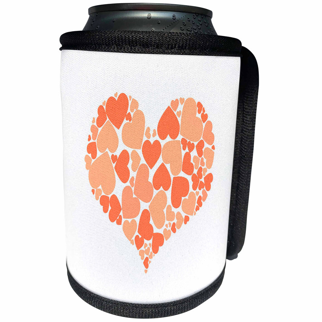 3dRose A Heart Full Of Peach Colored Hearts - Can Cooler Bottle Wrap (cc-375779)