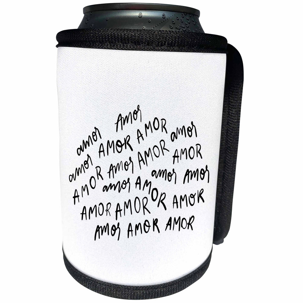 3dRose 3dRose - Rosette - Valentine Quotes - Repeated Amor - Can Cooler Bottle Wrap (cc-375964)
