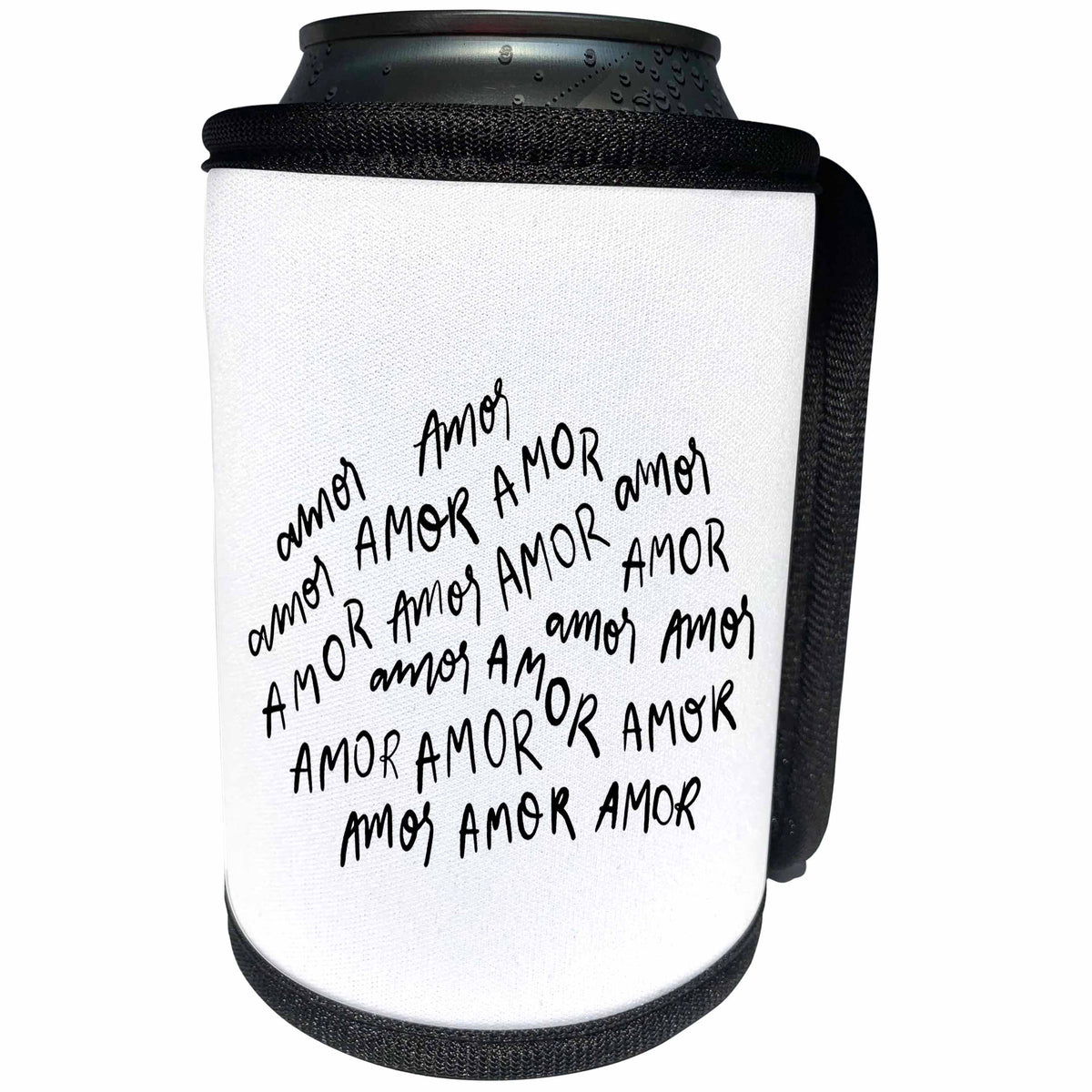 3dRose 3dRose - Rosette - Valentine Quotes - Repeated Amor - Can Cooler Bottle Wrap (cc-375964)