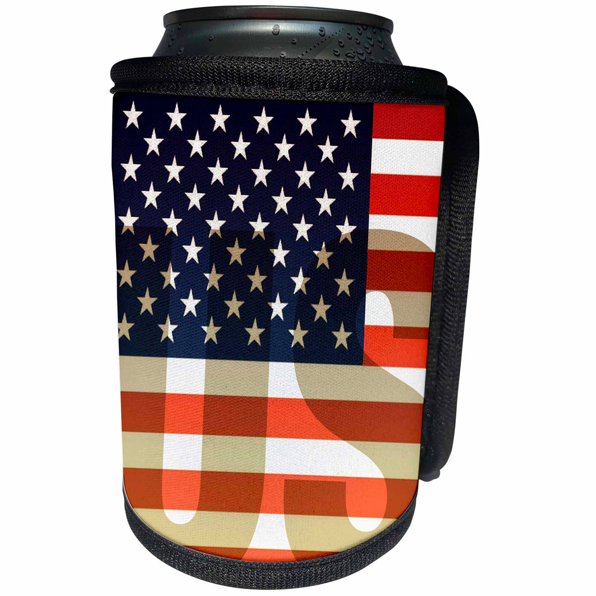 3dRose Kike Calvo Flags - Unites States American Flag with US watermark - Can Cooler Bottle Wrap (cc_37608)