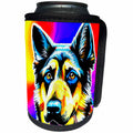 3dRose Stylish German Shepherd dog portrait. Yellow, blue, red... - Can Cooler Bottle Wrap (cc-376116)