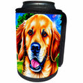 3dRose Attractive Golden Retriever dog face. Summer green... - Can Cooler Bottle Wrap (cc-376133)