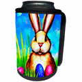3dRose Funny Easter bunny, green grass, blue sky, painted eggs... - Can Cooler Bottle Wrap (cc-376412)