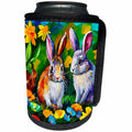 3dRose Two Easter bunnies, yellow, blue flowers, red eggs,... - Can Cooler Bottle Wrap (cc-376432)
