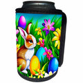 3dRose Cool Easter bunny, colorful eggs, purple, yellow... - Can Cooler Bottle Wrap (cc-376441)