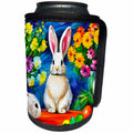 3dRose Two white Easter bunnies and spring flowers. Positive... - Can Cooler Bottle Wrap (cc-376460)