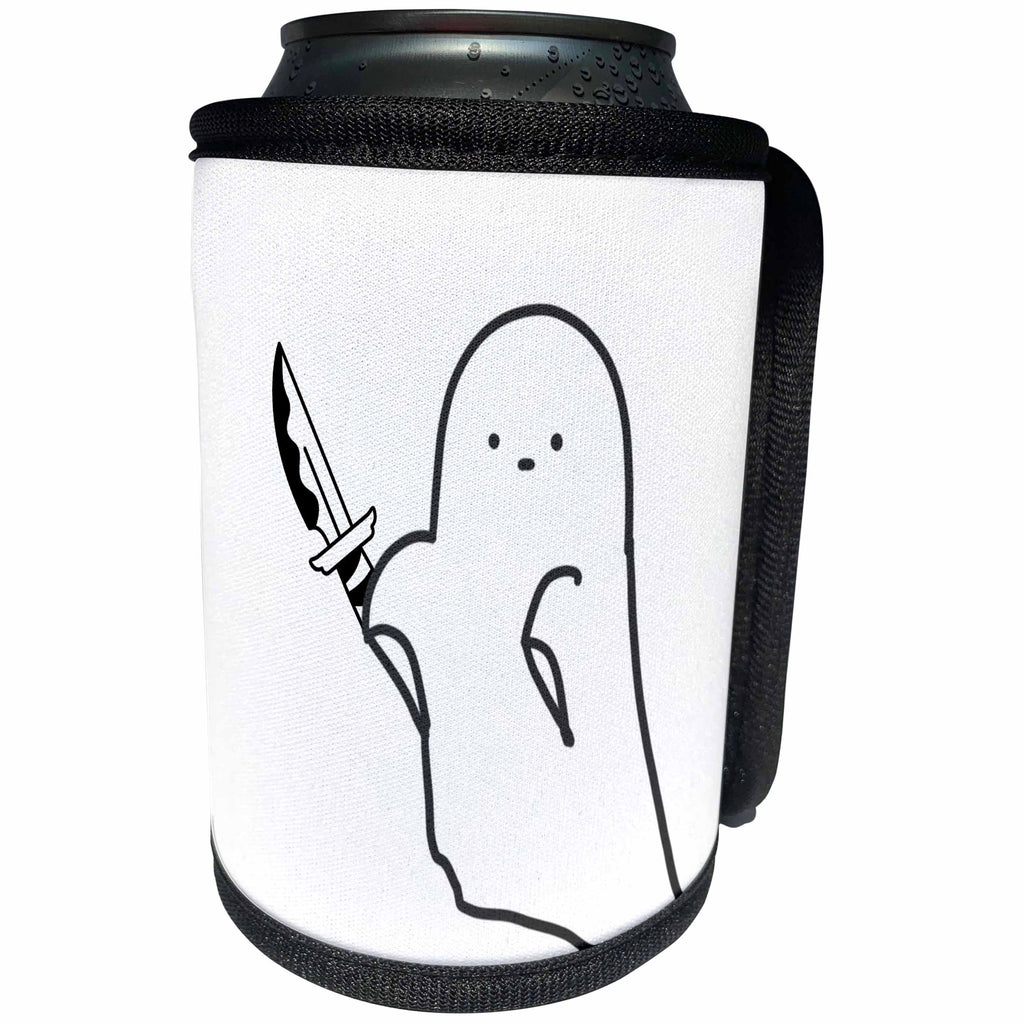 3dRose Funny Ghost Holding a Knife - Can Cooler Bottle Wrap (cc-376476)