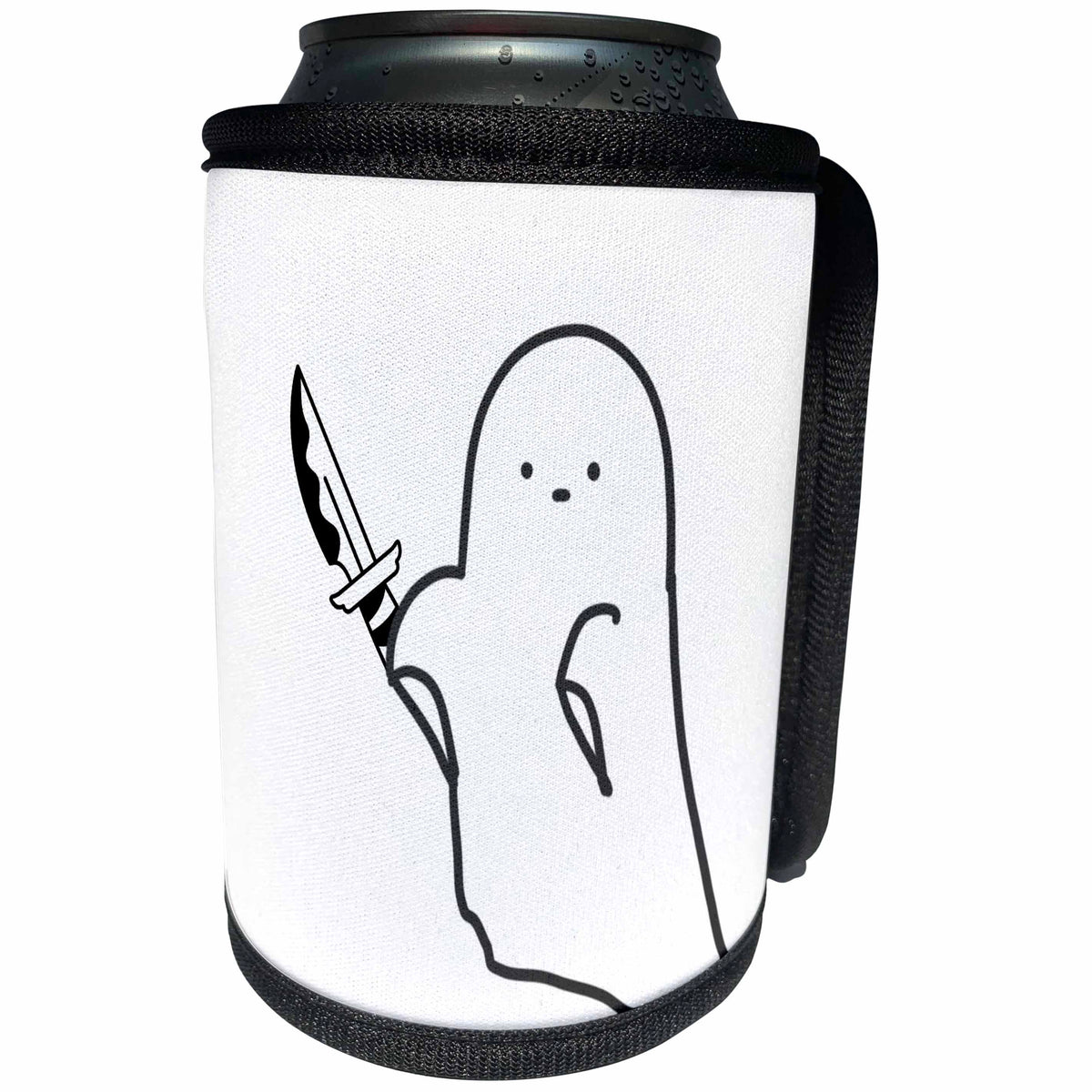 3dRose Funny Ghost Holding a Knife - Can Cooler Bottle Wrap (cc-376476)