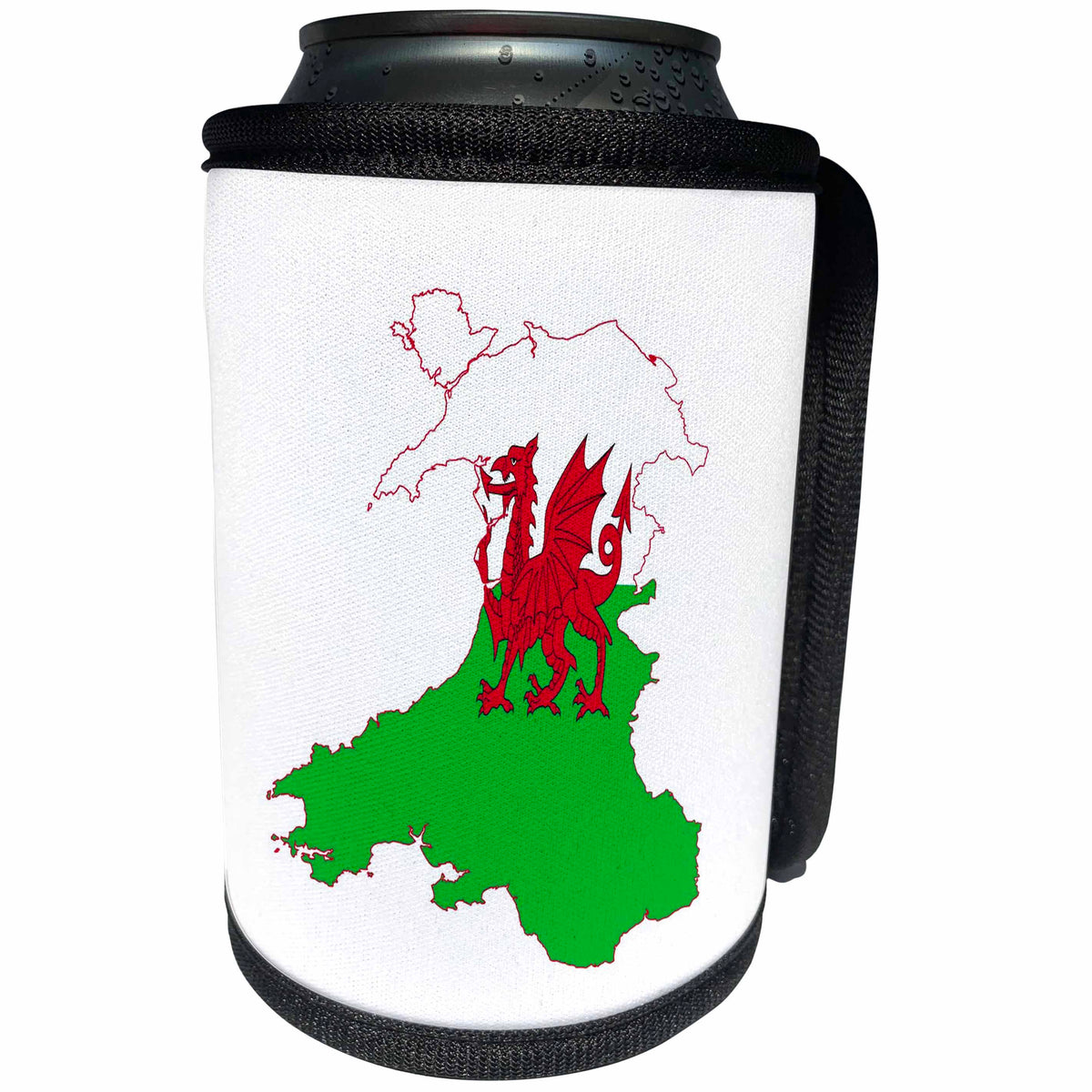 3dRose Wales Outline Map Filled With Welsh Flag - Can Cooler Bottle Wrap (cc-376712)