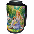3dRose Happy Mothers Day text and smiling mother and two sons... - Can Cooler Bottle Wrap (cc-376795)