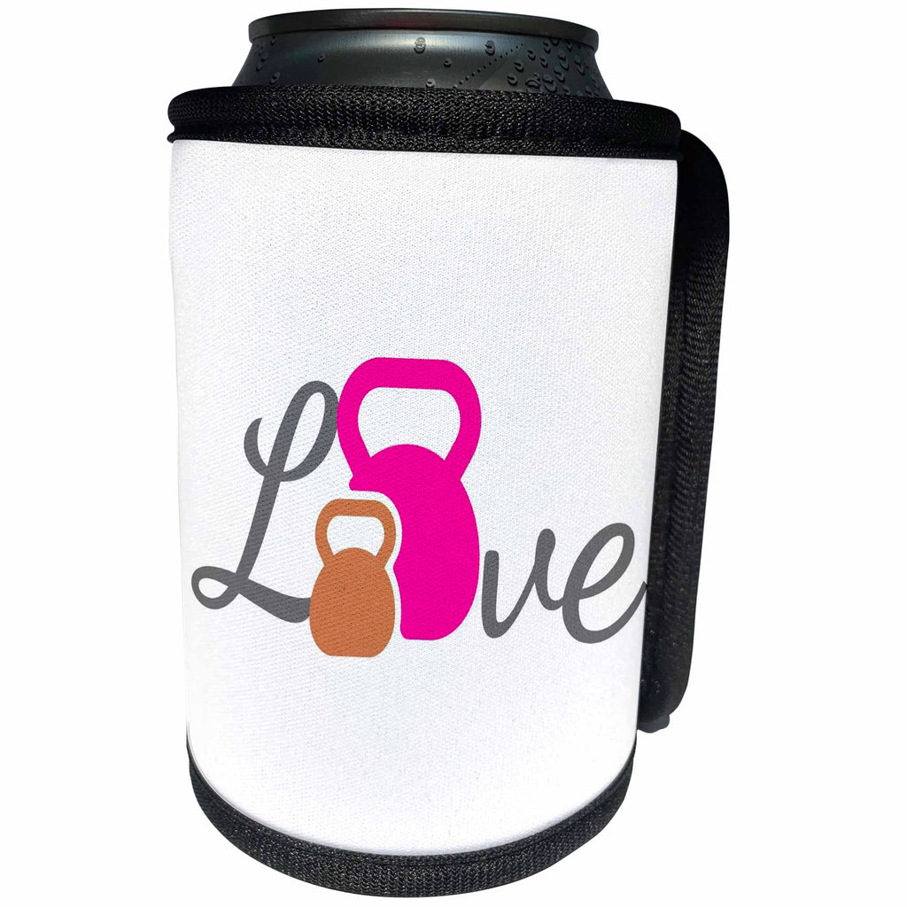 3dRose Gym Materials with Text Love - Can Cooler Bottle Wrap (cc-376834)