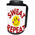 3dRose Emoji Smiley with Text of Sweat Repeat - Can Cooler Bottle Wrap (cc-376840)