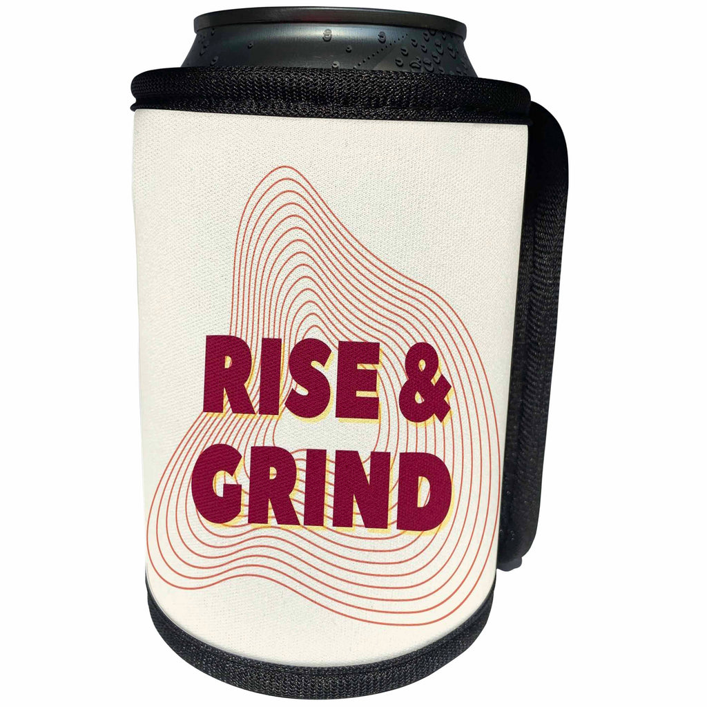3dRose Gym Text of Rise and Grind - Can Cooler Bottle Wrap (cc-376848)