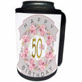 3dRose Pretty Pink Floral Wreath Happy 50th Birthday - Can Cooler Bottle Wrap (cc-376859)