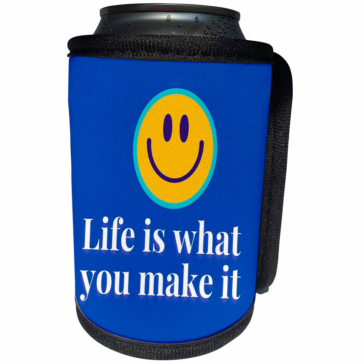 3dRose Emoji with Text of Life is what you make it - Can Cooler Bottle Wrap (cc-377142)