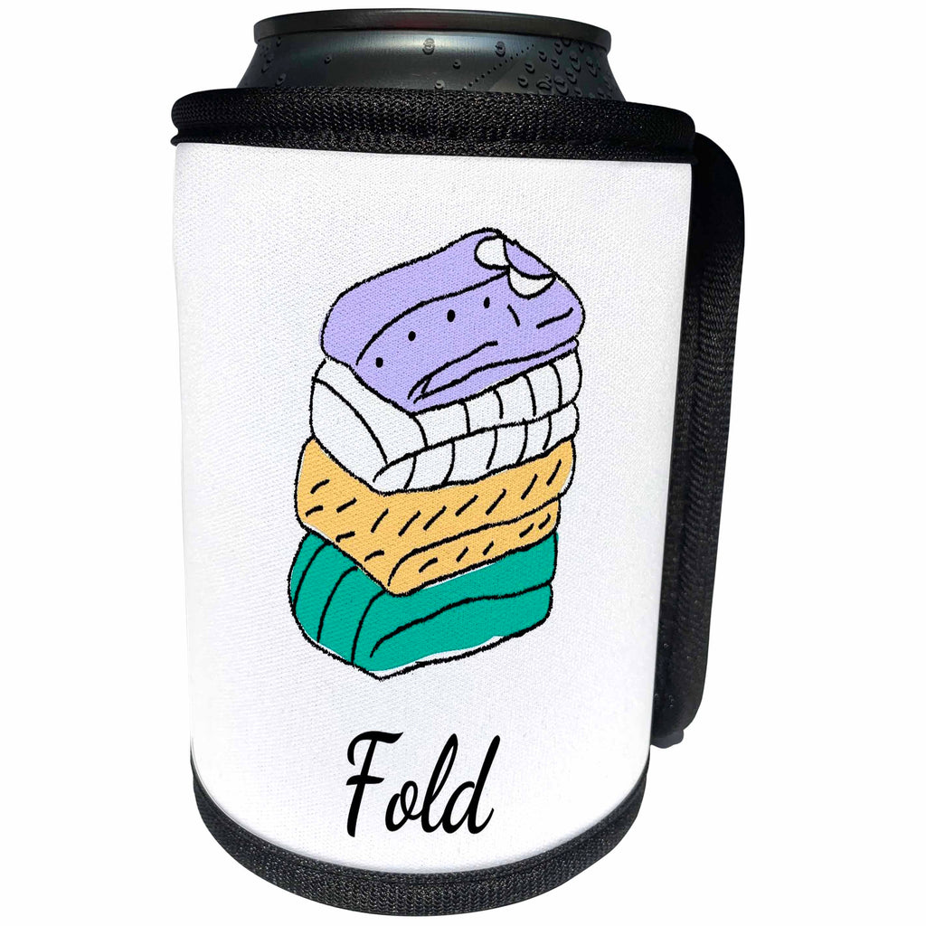 3dRose Image for Folded Clothes with Text of Fold - Can Cooler Bottle Wrap (cc-377427)
